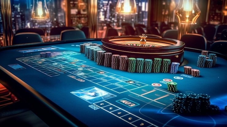 Croupier spinning French Roulette wheel